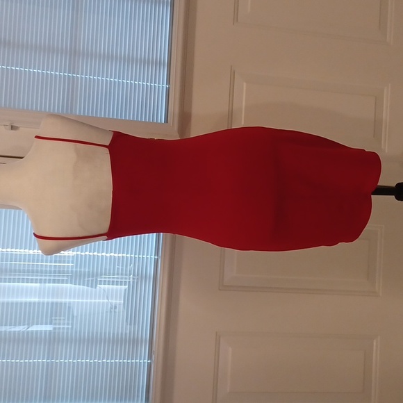 2/$50 Red Bodycon Asymetric Dress - Size Medium - Picture 6 of 9